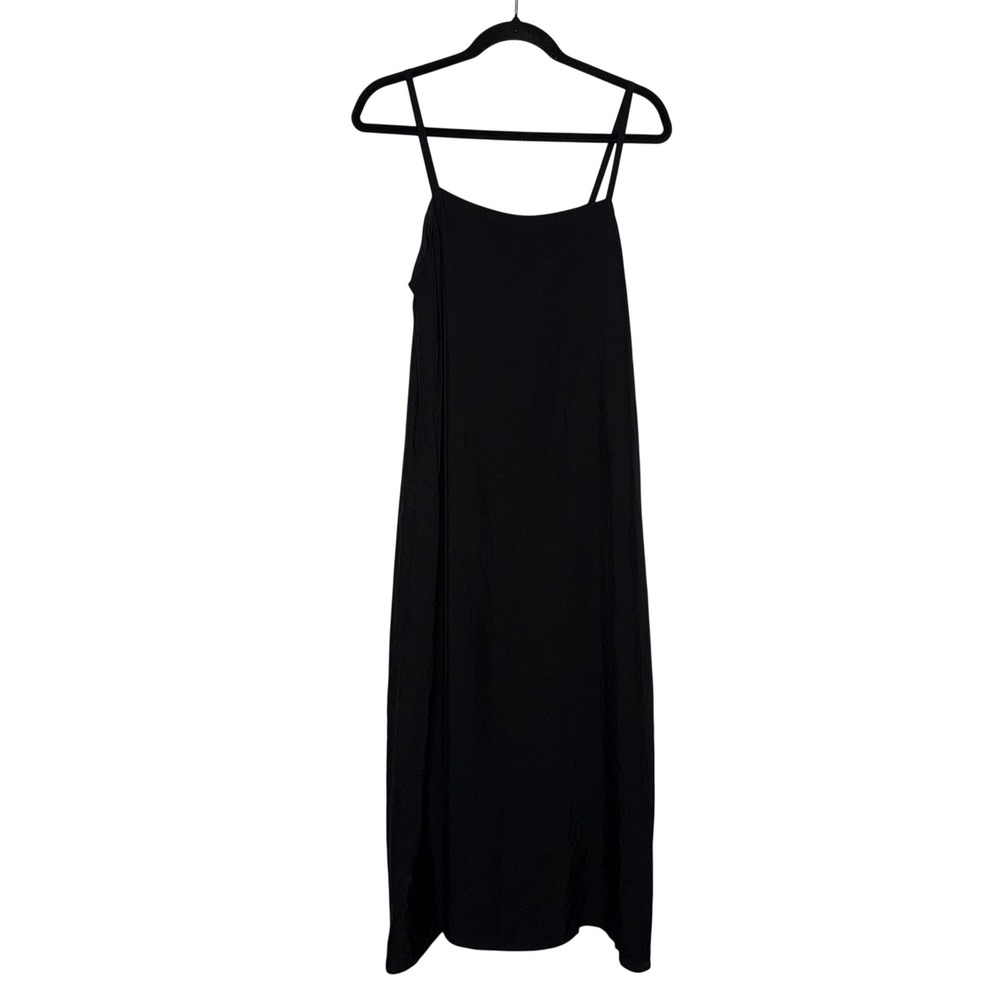 Everlane Slip Midi Dress Womens‎ 6 Black Excellent Spaghetti Strap Triacetate